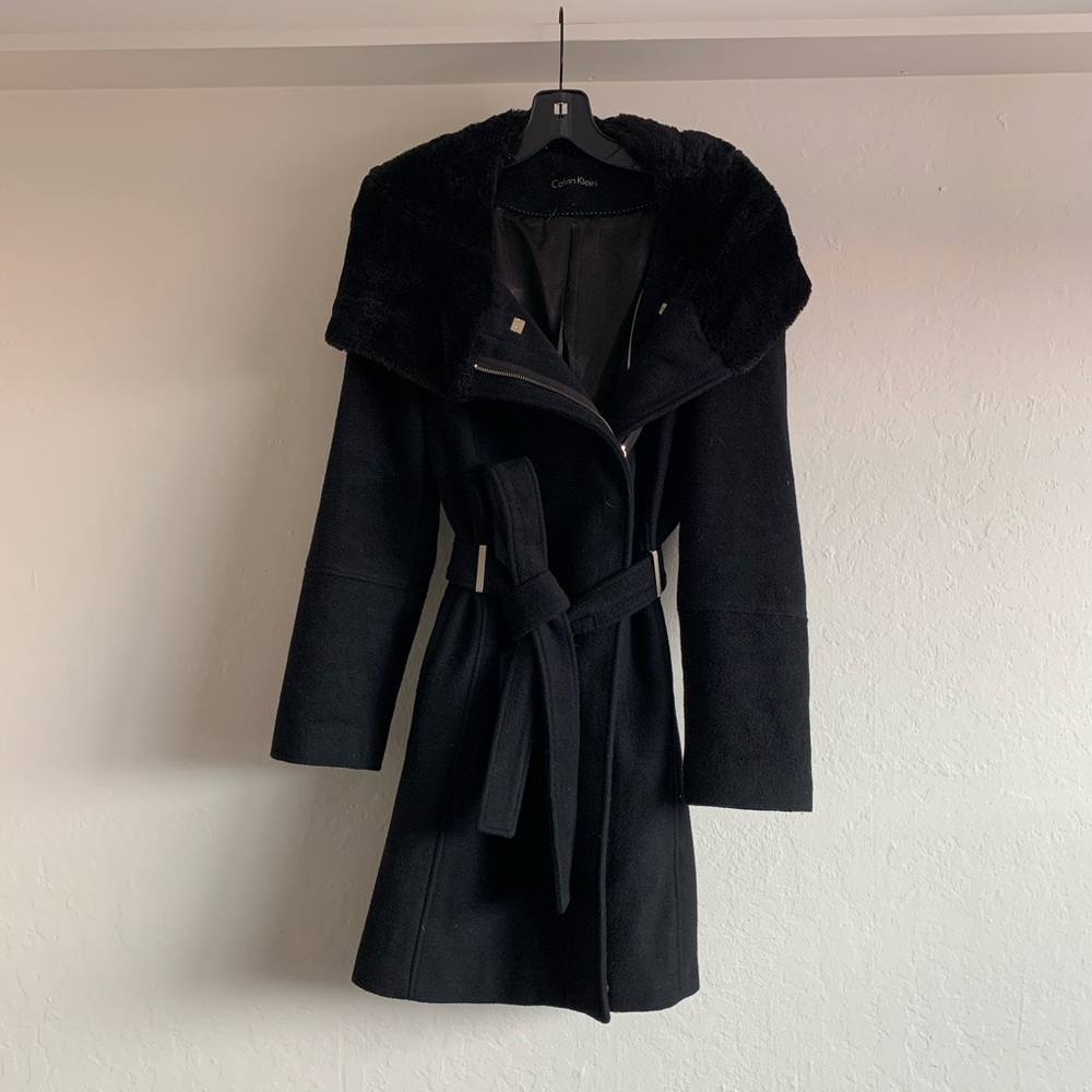 Black above the knee winter pea coat